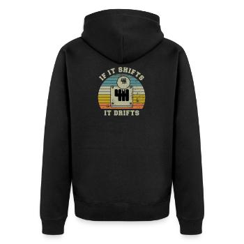 If it Shifts it Drifts Auto Schaltknauf Geschenk - Unisex Premium Bio Zip Hoodie - Schwarz - Hinten - Nico (187cm)