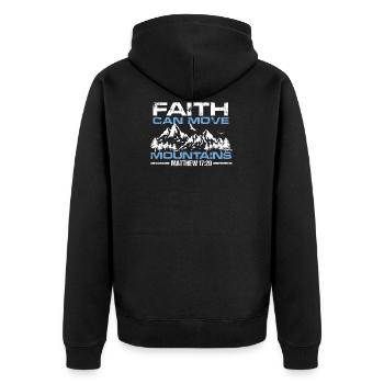 Glaube Versetzt Berge Geschenk Religion Matthew - Unisex Premium Bio Zip Hoodie - Schwarz - Hinten - Nico (187cm)