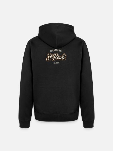 St Pauli Sankt Hamburg Vintage Retro Gift - Unisex Premium Organic Zip Hoodie - black