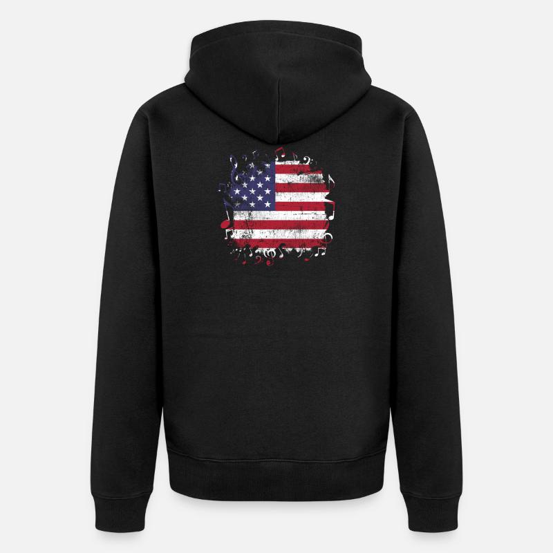 Musique drapeau USA - Veste à capuche bio Premium Unisexe - noir