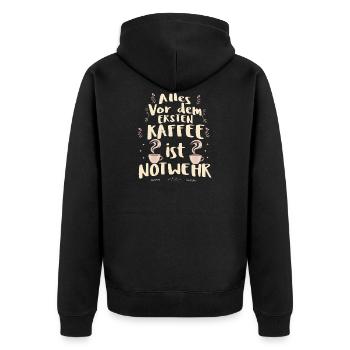 Kaffee Humor Lustiger Kaffee-Spruch Sarkasmus - Unisex Premium Bio Zip Hoodie - Schwarz - Hinten - Nico (187cm)