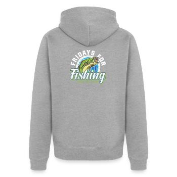 Angler - Unisex Premium Bio Zip Hoodie - Grau meliert - Hinten - Nico (187cm)