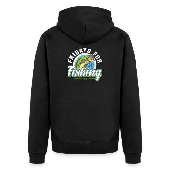 Angler - Unisex Premium Bio Zip Hoodie - Schwarz - Hinten - Nico (187cm)
