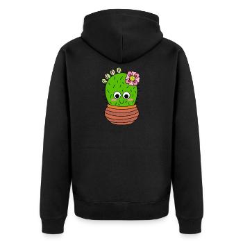 Cactus Chunky Avec Fleur Rose Et Bourgeons - Veste à capuche bio Premium Unisexe - noir - Dos - Nico (187cm)