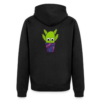 Thorny Kaktus In Cute Pottery - Unisex Premium Bio Zip Hoodie - Schwarz - Hinten - Nico (187cm)