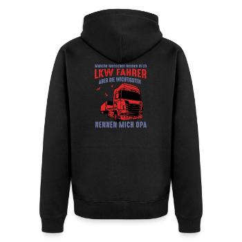 Opa LKW Fahrer - Unisex Premium Bio Zip Hoodie - Schwarz - Hinten - Nico (187cm)
