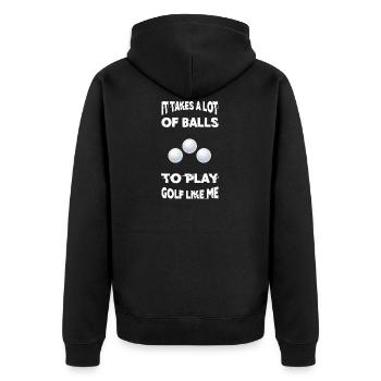 Golf Balls - Unisex Premium Bio Zip Hoodie - Schwarz - Hinten - Nico (187cm)