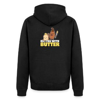 Better With Butter Bread & Pan Cool Mustache Knife - Unisex Premium Organic Zip Hoodie - black - Back - Nico (187cm)
