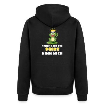 Lustiger Spruch lustige Sprüche - Unisex Premium Bio Zip Hoodie - Schwarz - Hinten - Nico (187cm)
