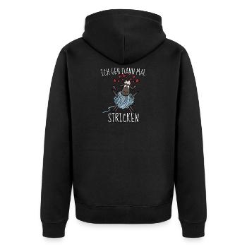 Lustiger Nähen & Näherin Stricken Spruch Geschenk - Unisex Premium Bio Zip Hoodie - Schwarz - Hinten - Nico (187cm)