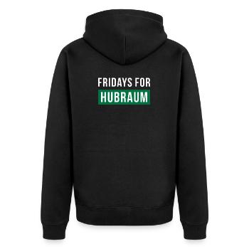 Fridays for Hubraum - Unisex Premium Bio Zip Hoodie - Schwarz - Hinten - Nico (187cm)