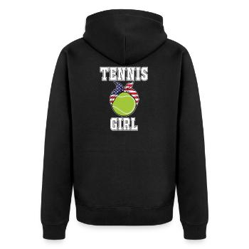 Womens Tennis Girl Jersey | Geschenk für Tennis Girl - Unisex Premium Bio Zip Hoodie - Schwarz - Hinten - Nico (187cm)