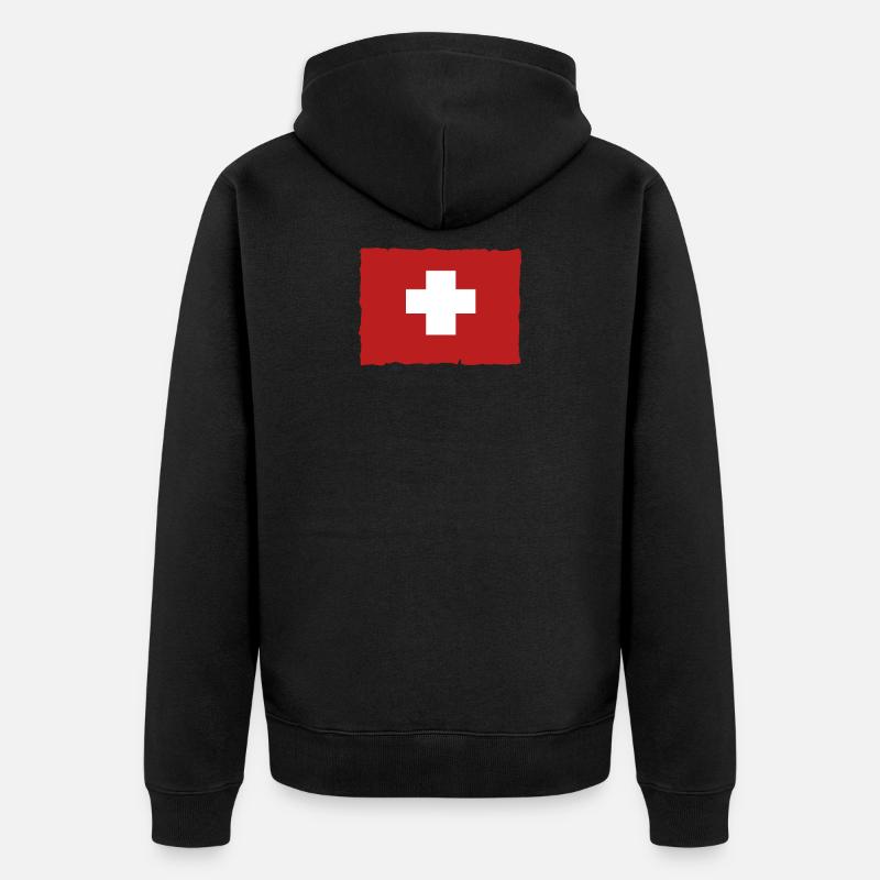 Schweiz Schweizer Flagge - Unisex Premium Bio Zip Hoodie - Schwarz