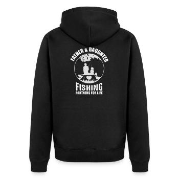Father and Daughter fishing - Unisex Premium Bio Zip Hoodie - Schwarz - Hinten - Nico (187cm)