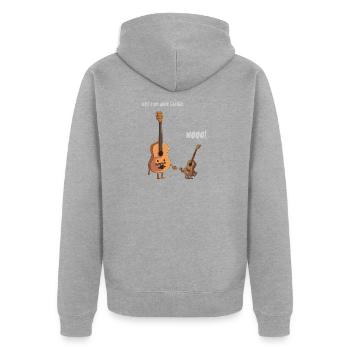 Ukulele Uke Gitarre Gitarrist Gitarrenspieler - Unisex Premium Bio Zip Hoodie - Grau meliert - Hinten - Nico (187cm)