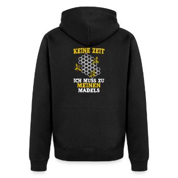 Keine Zeit ich muss zu meinen Mädels - Unisex Premium Bio Zip Hoodie - Schwarz - Hinten - Nico (187cm)