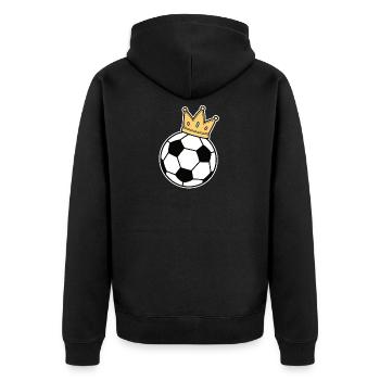 Fußball Krone Fußballspieler Trainer Fan Geschenk - Unisex Premium Bio Zip Hoodie - Schwarz - Hinten - Nico (187cm)