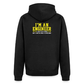 Ingenieur Ingenieurwesen - Unisex Premium Bio Zip Hoodie - Schwarz - Hinten - Nico (187cm)