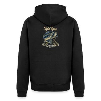 Angler T-shirts pike and carp fishing fish - Unisex Premium Organic Zip Hoodie - black - Back - Nico (187cm)