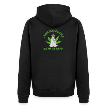 Spruch Kiffer - Unisex Premium Bio Zip Hoodie - Schwarz - Hinten - Nico (187cm)