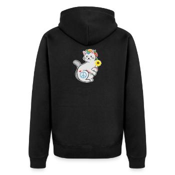 Hippie cat mouth covering face mask - Unisex Premium Organic Zip Hoodie - black - Back - Nico (187cm)