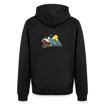 Lonely mountain pasture in the mountains - Unisex Premium Organic Zip Hoodie - black - Back - Nico (187cm)