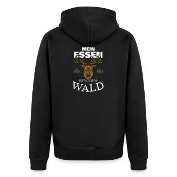 Jagd Jäger Jägersmann Jagdspruch Elch Geschenk - Unisex Premium Bio Zip Hoodie - Schwarz - Hinten - Nico (187cm)