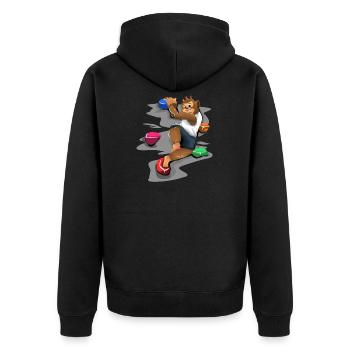Affe klettert an einer Wand - Unisex Premium Bio Zip Hoodie - Schwarz - Hinten - Nico (187cm)