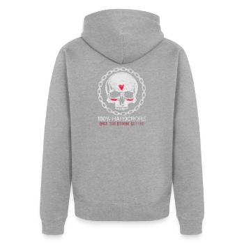 Speedcore Techno Industrial Festival Geschenk - Unisex Premium Bio Zip Hoodie - Grau meliert - Hinten - Nico (187cm)