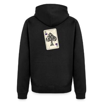 Ace Of Spades Were All Mad Here - verrückter Hutmacher - Unisex Premium Bio Zip Hoodie - Schwarz - Hinten - Nico (187cm)