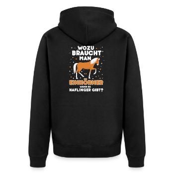 Haflinger - Unisex Premium Bio Zip Hoodie - Schwarz - Hinten - Nico (187cm)