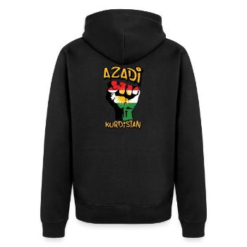 Kurdistan Fist Flag, Azadi Kurdistan - Unisex Premium Bio Zip Hoodie - Schwarz - Hinten - Nico (187cm)