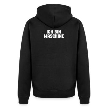 Ich Bin Maschine - Unisex Premium Bio Zip Hoodie - Schwarz - Hinten - Nico (187cm)