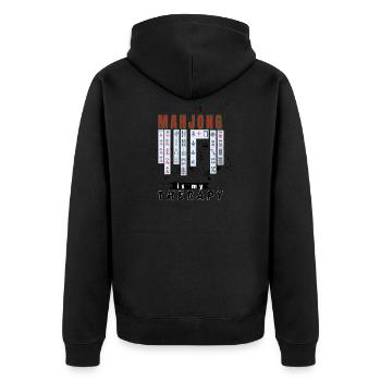 Mahjong is my therapy Mah Jong Solitaire Play - Unisex Premium Organic Zip Hoodie - black - Back - Nico (187cm)