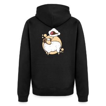 Fleisch fressendes Schaf - Unisex Premium Bio Zip Hoodie - Schwarz - Hinten - Nico (187cm)
