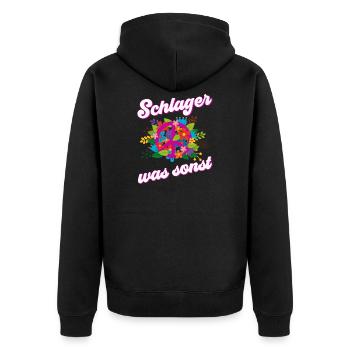 SCHLAGER PARTY HITS 2019 KOSTÜM OUTFIT GESCHENK - Unisex Premium Bio Zip Hoodie - Schwarz - Hinten - Nico (187cm)