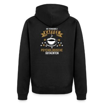 Psychologin Psychologie Psychologe Psychiater - Unisex Premium Bio Zip Hoodie - Schwarz - Hinten - Nico (187cm)