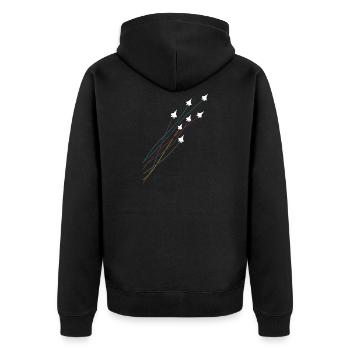 Pilot Bunte fliegende F35 Flugzeuge Flugzeuge - Unisex Premium Bio Zip Hoodie - Schwarz - Hinten - Nico (187cm)