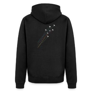 Pilot Bunt fliegende Spitfire Flugzeuge - Unisex Premium Bio Zip Hoodie - Schwarz - Hinten - Nico (187cm)