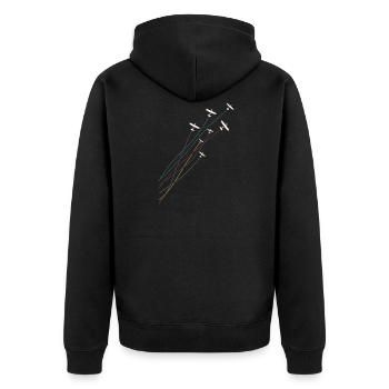 Pilot Vintage Flying Airplanes Flugzeugpilot - Unisex Premium Bio Zip Hoodie - Schwarz - Hinten - Nico (187cm)