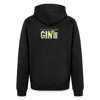 Gin Sprüche Cocktails Saufen Longdrink Geschenk - Unisex Premium Bio Zip Hoodie - Schwarz - Hinten - Nico (187cm)