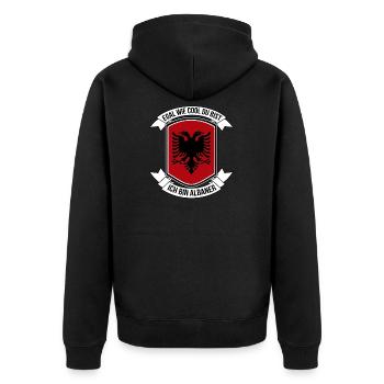 Albanien - Unisex Premium Bio Zip Hoodie - Schwarz - Hinten - Nico (187cm)