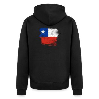 Chile - Unisex Premium Organic Zip Hoodie - black - Back - Nico (187cm)