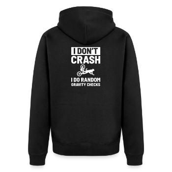 Motocross Biking Schwerkraftprüfung - Unisex Premium Bio Zip Hoodie - Schwarz - Hinten - Nico (187cm)