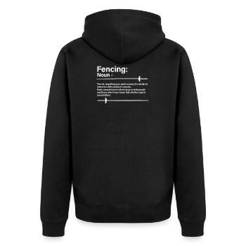 Fechten Nomen - Unisex Premium Bio Zip Hoodie - Schwarz - Hinten - Nico (187cm)