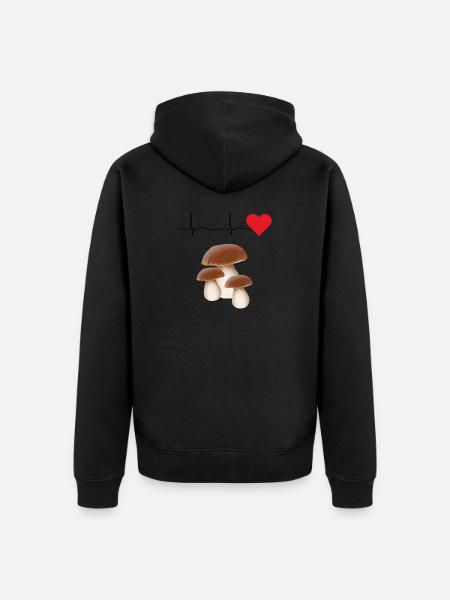 I funghi porcini raccolgono i funghi raccoglitori di funghi - Felpa con cappuccio ecologica premium unisex - nero