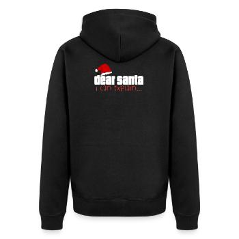 Lieber Weihnachtsmann, ich kann erklären - Weihnachten - Unisex Premium Bio Zip Hoodie - Schwarz - Hinten - Nico (187cm)