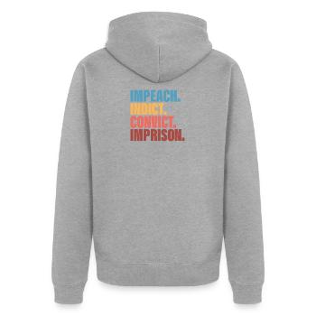 Impeach, Anti--Protest - Unisex Premium Bio Zip Hoodie - Grau meliert - Hinten - Nico (187cm)