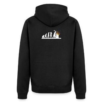 Evolution of the blacksmith - Unisex Premium Organic Zip Hoodie - black - Back - Nico (187cm)