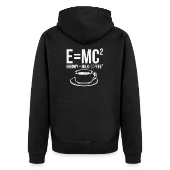 Awesome Science Design Quote Energy Milk Coffee - Unisex Premium Bio Zip Hoodie - Schwarz - Hinten - Nico (187cm)